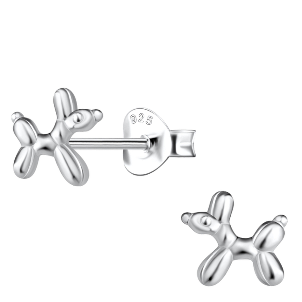Silver Balloon Dog Earrings